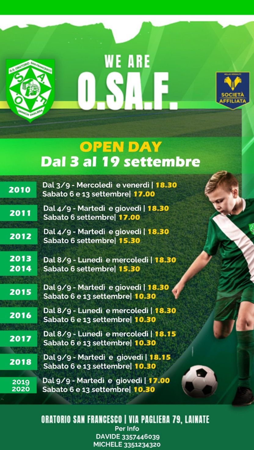 Scopri di più sull'articolo Open day settembre: un’occasione per diventare biancoverdi